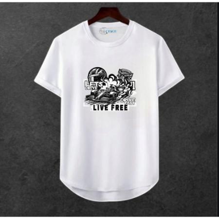 Erkek Oversize Ön Araba Baskili T-shirt Premium